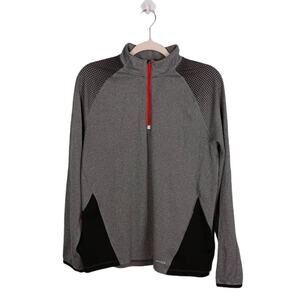 TEK GEAR Men's Gray Black Small DryTek Pullover Top 1/4 Zip‎ Long Sleeve Pocket